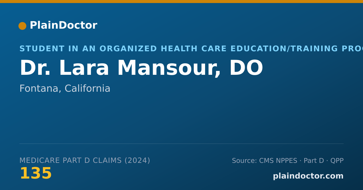 Shareable card for Lara Mansour, DO - Psychiatry Physician, Fontana, CA