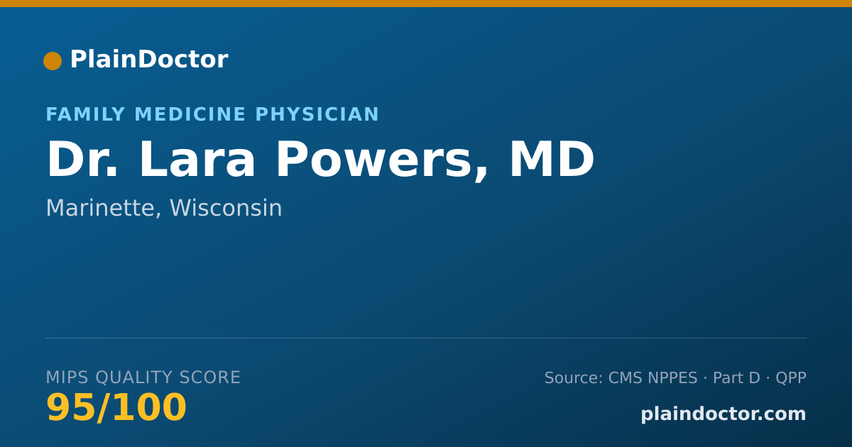 Shareable card for Lara Powers, MD - Family Medicine Physician, Marinette, WI