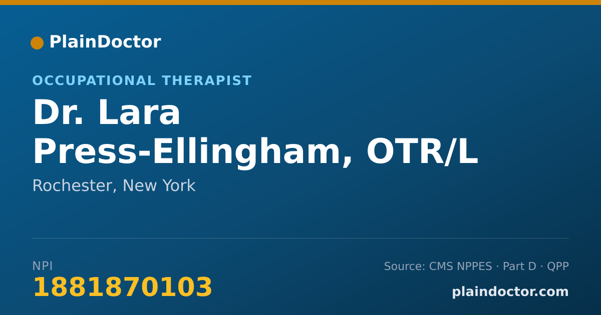 Shareable card for Lara Press-Ellingham, OTR/L - Occupational Therapist, Rochester, NY