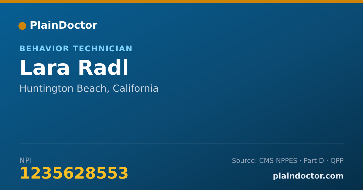 Shareable card for Lara Radl - Behavior Technician, Huntington Beach, CA