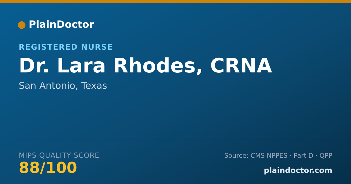 Shareable card for Lara Rhodes, CRNA - Registered Nurse, San Antonio, TX
