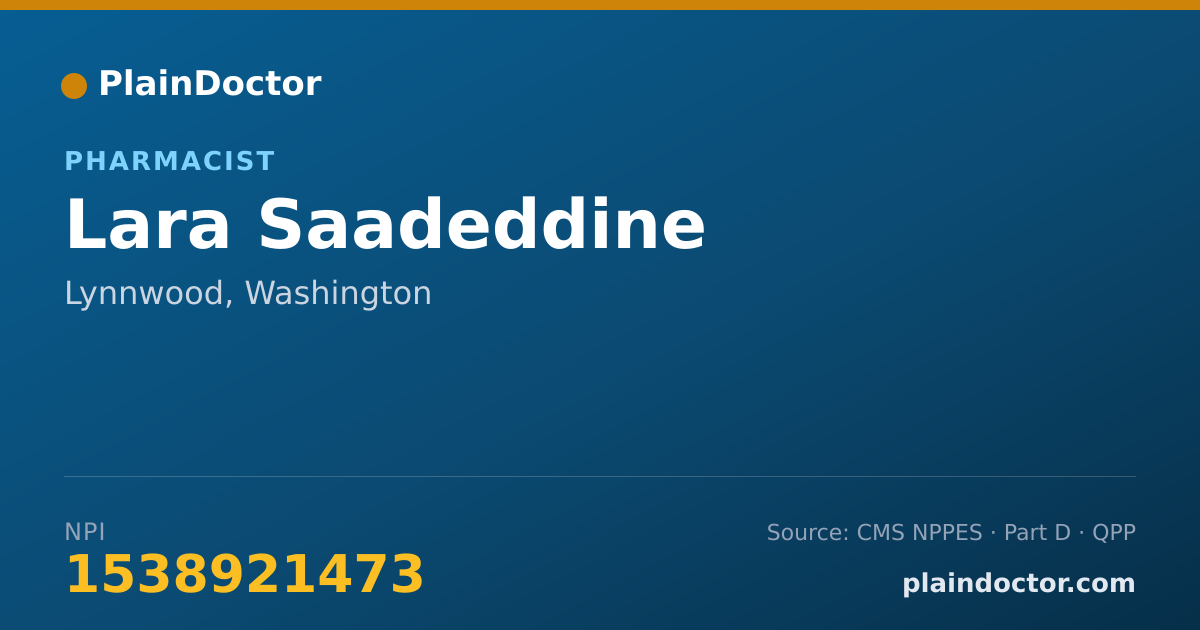 Shareable card for Lara Saadeddine - Pharmacist, Lynnwood, WA