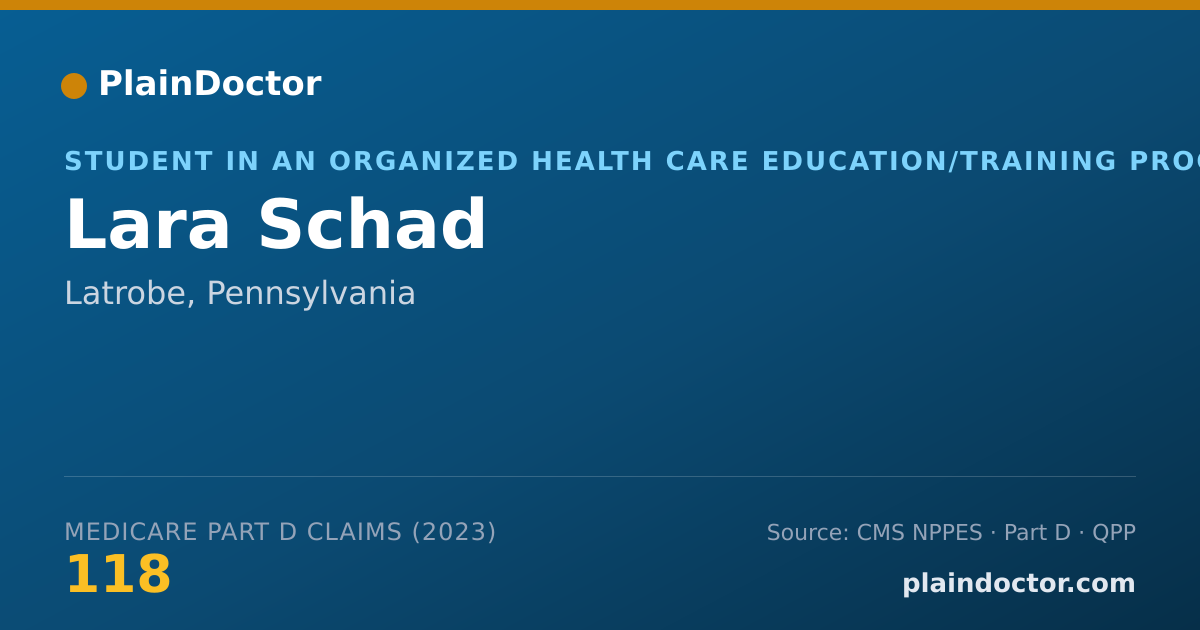 Shareable card for Lara Schad - Student in an Organized Health Care Education/Training Program, Latrobe, PA
