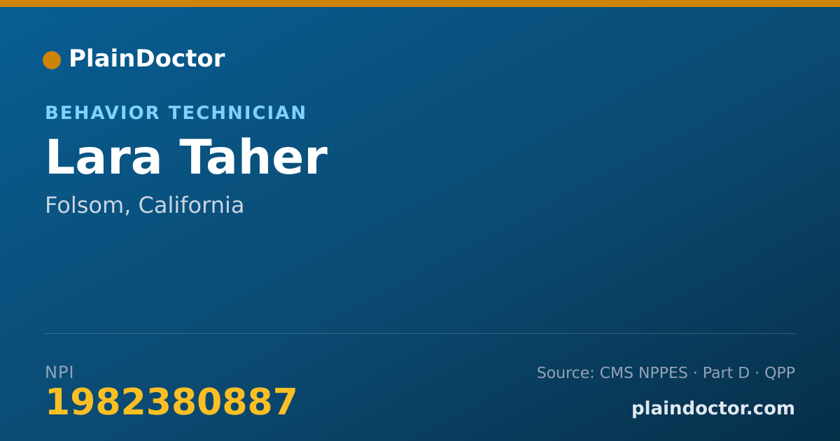 Shareable card for Lara Taher - Behavior Technician, Folsom, CA
