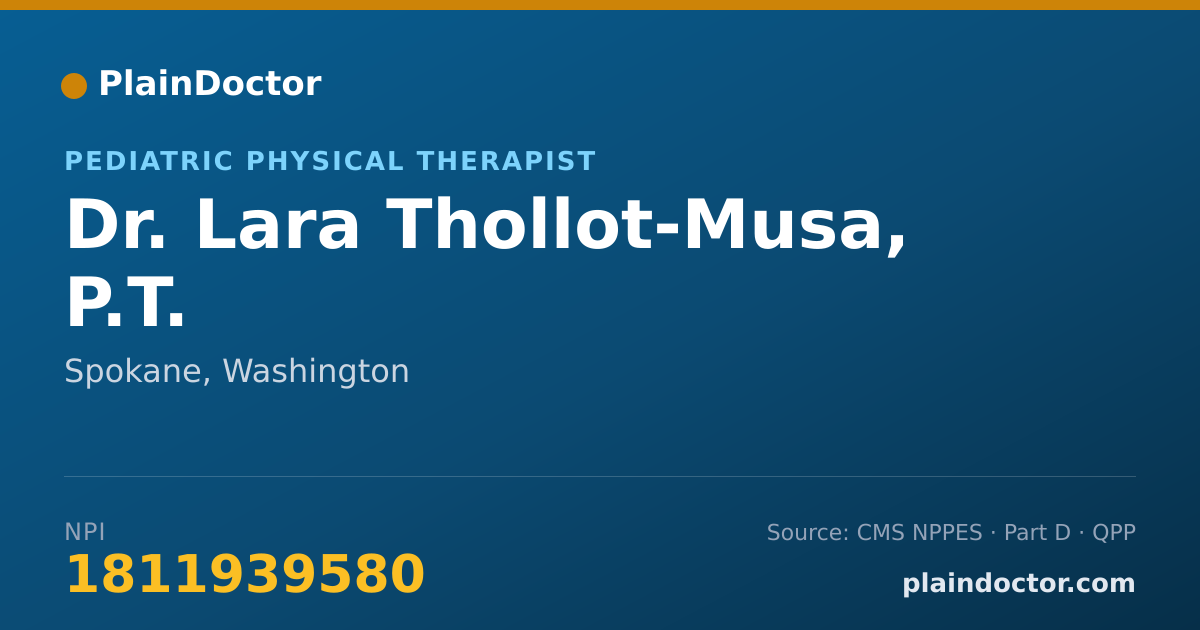Shareable card for Lara Thollot-Musa, P.T. - Pediatric Physical Therapist, Spokane, WA
