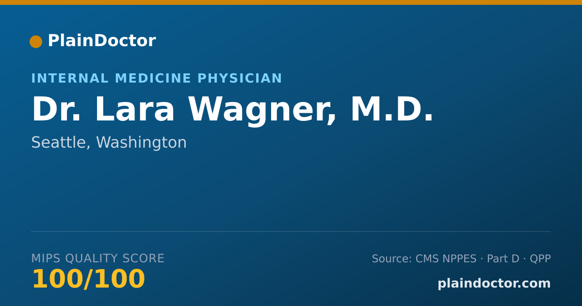 Shareable card for Lara Wagner, M.D. - Internal Medicine Physician, Seattle, WA