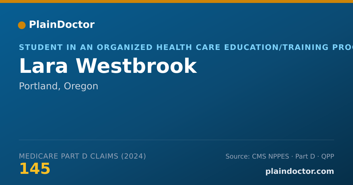 Shareable card for Lara Westbrook - Student in an Organized Health Care Education/Training Program, Portland, OR