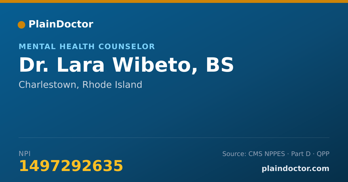 Shareable card for Lara Wibeto, BS - Mental Health Counselor, Charlestown, RI