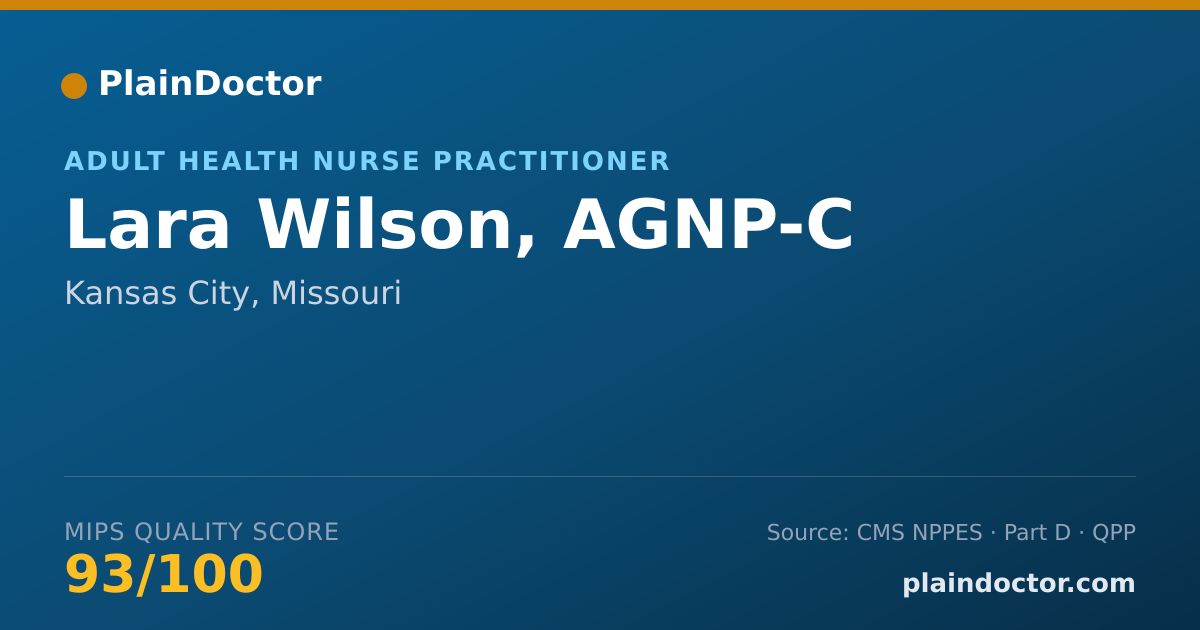Shareable card for Lara Wilson, AGNP-C - Adult Health Nurse Practitioner, Kansas City, MO