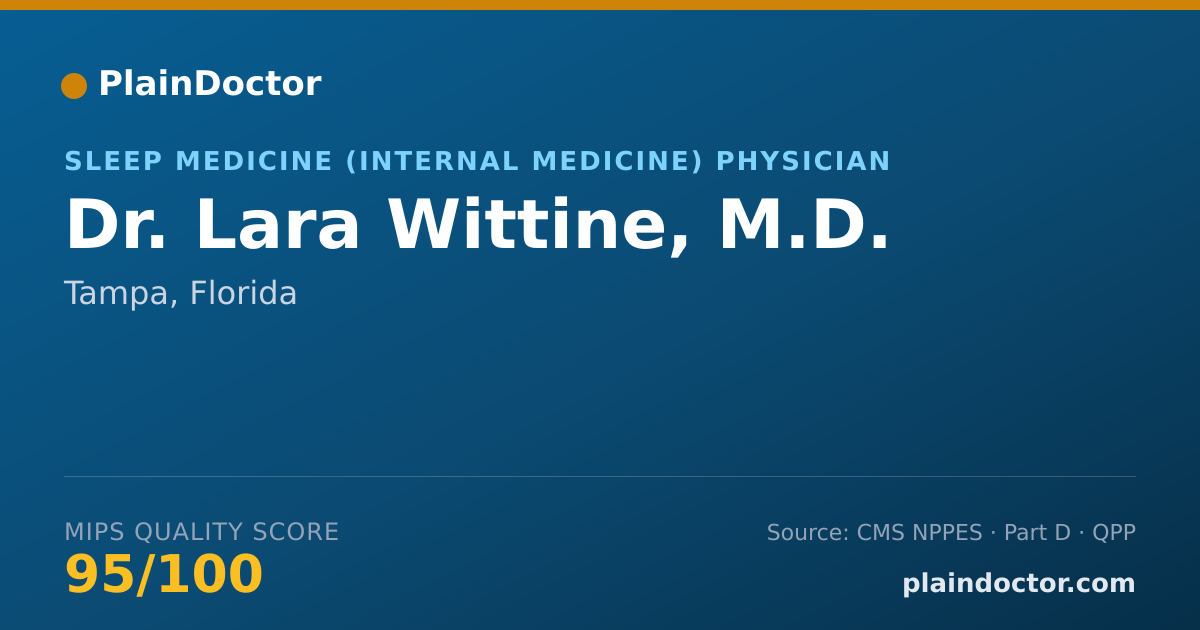 Shareable card for Lara Wittine, M.D. - Sleep Medicine (Internal Medicine) Physician, Tampa, FL