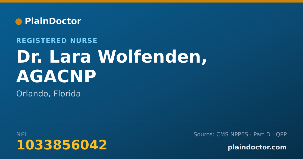 Shareable card for Lara Wolfenden, AGACNP - Registered Nurse, Orlando, FL