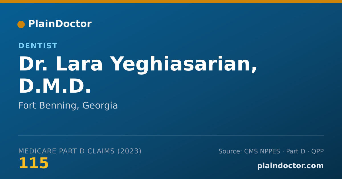 Shareable card for Lara Yeghiasarian, D.M.D. - Dentist, Fort Benning, GA