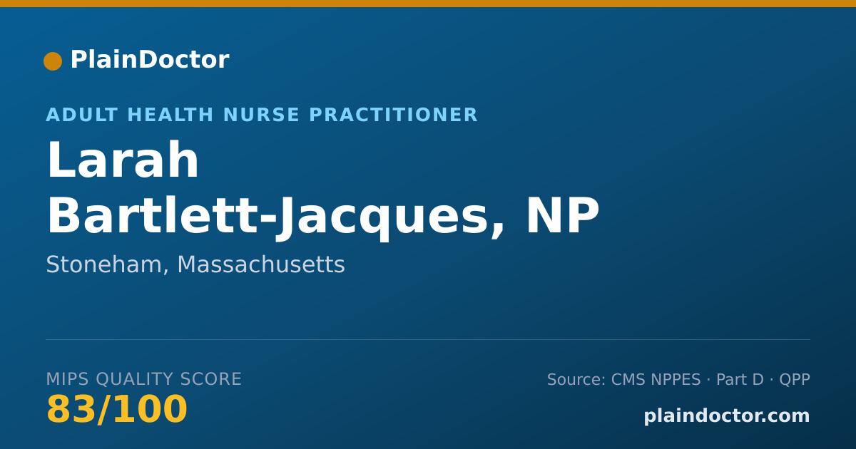 Shareable card for Larah Bartlett-Jacques, NP - Adult Health Nurse Practitioner, Stoneham, MA