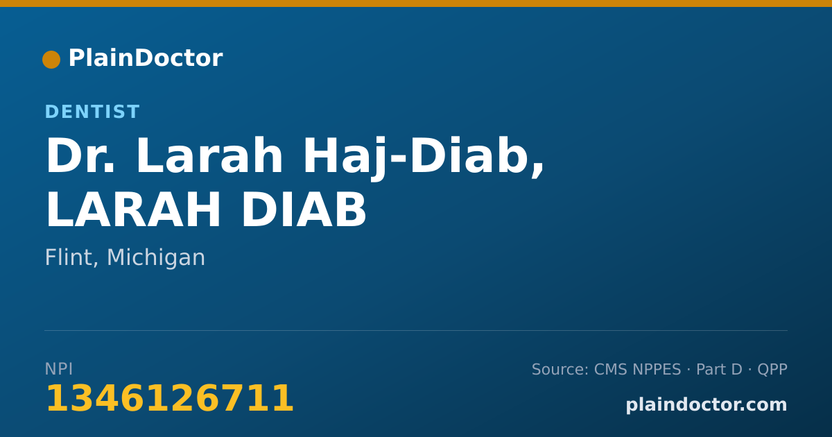 Shareable card for Larah Haj-Diab, LARAH DIAB - Dentist, Flint, MI