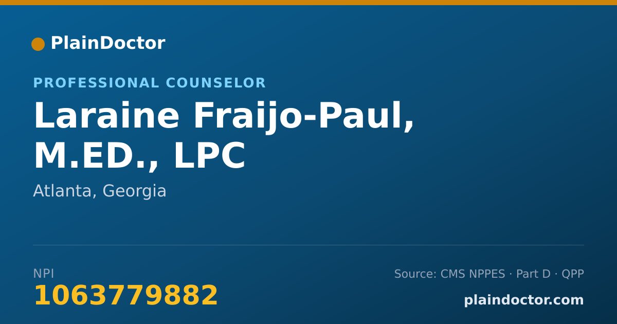 Shareable card for Laraine Fraijo-Paul, M.ED., LPC - Professional Counselor, Atlanta, GA