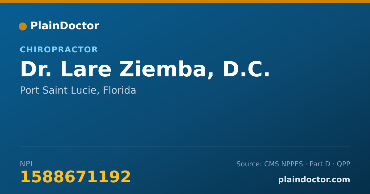 Shareable card for Lare Ziemba, D.C. - Chiropractor, Port Saint Lucie, FL