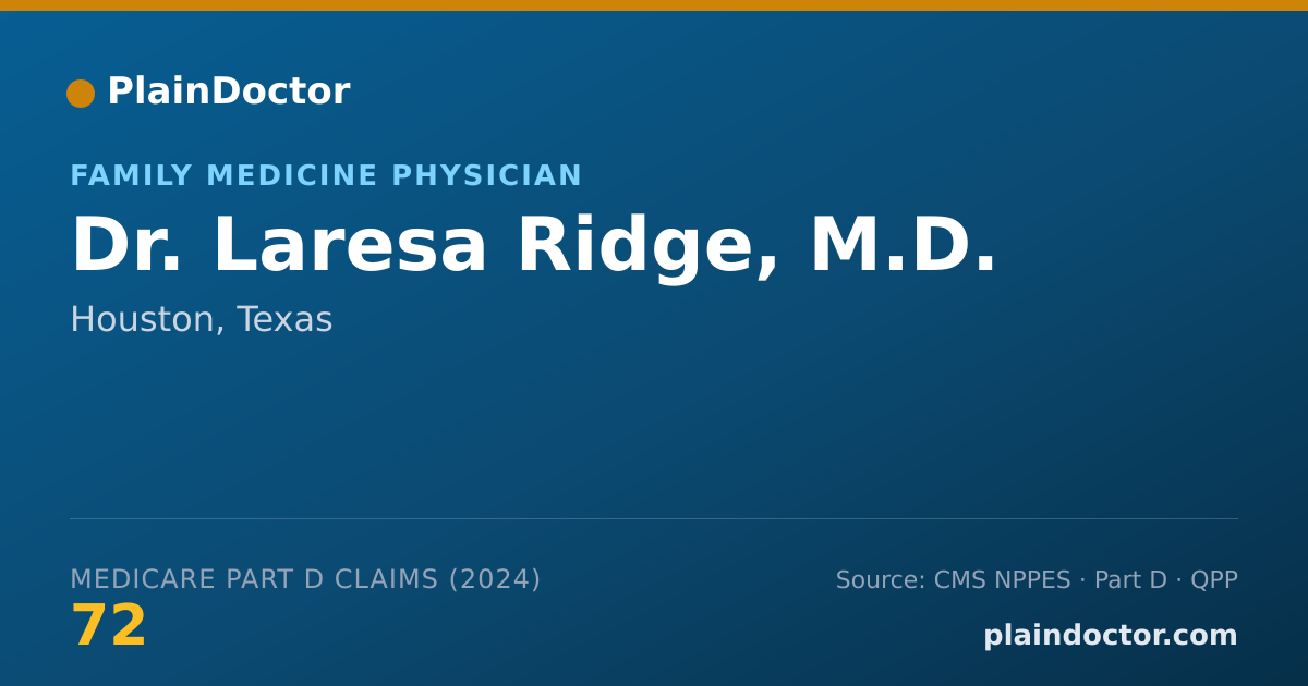 Shareable card for Laresa Ridge, M.D. - Family Medicine Physician, Houston, TX