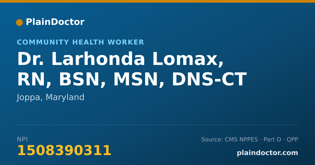 Shareable card for Larhonda Lomax, RN, BSN, MSN, DNS-CT - Community Health Worker, Joppa, MD