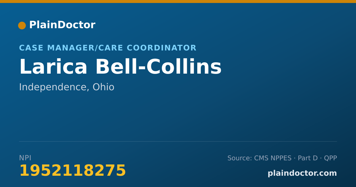 Shareable card for Larica Bell-Collins - Case Manager/Care Coordinator, Independence, OH