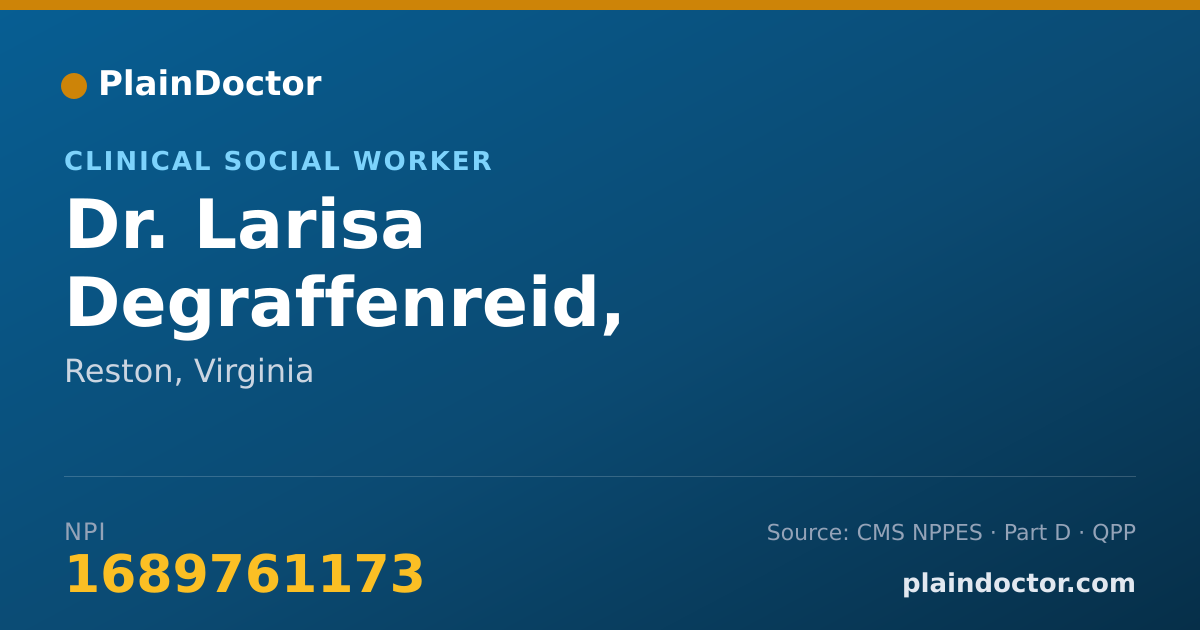 Shareable card for Larisa Degraffenreid, L.C.S.W. - Clinical Social Worker, Reston, VA
