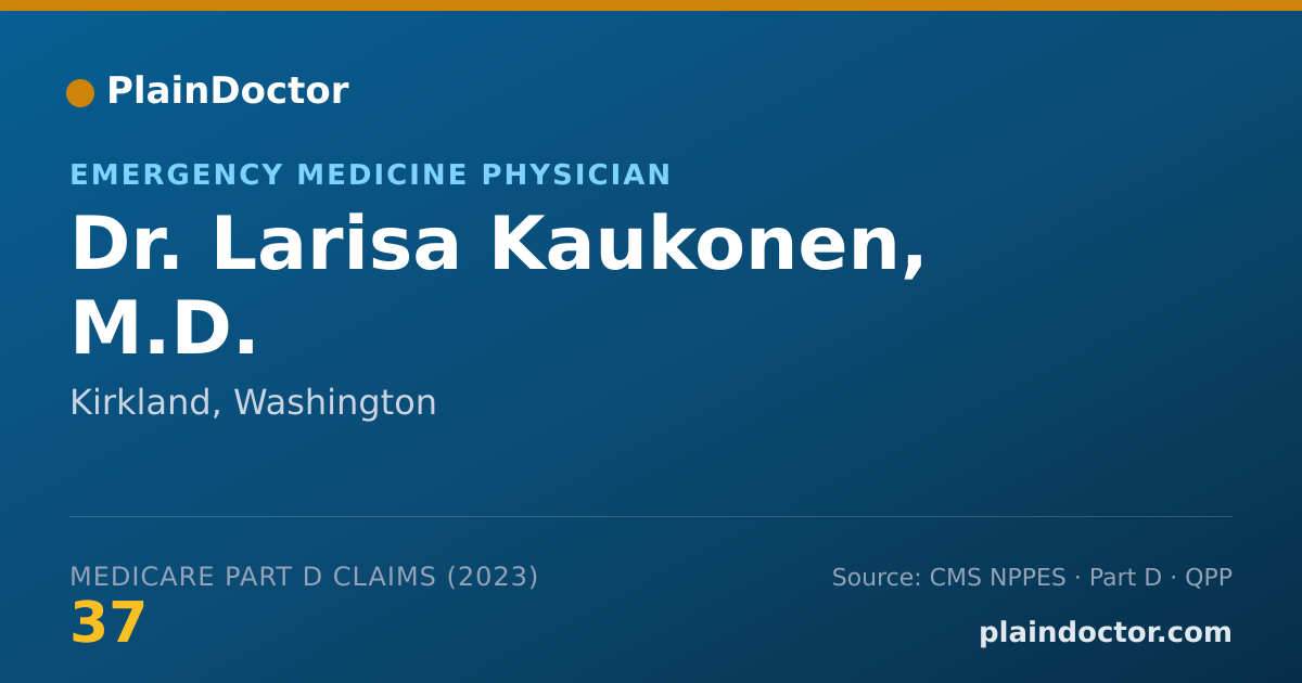 Shareable card for Larisa Kaukonen, M.D. - Emergency Medicine Physician, Kirkland, WA