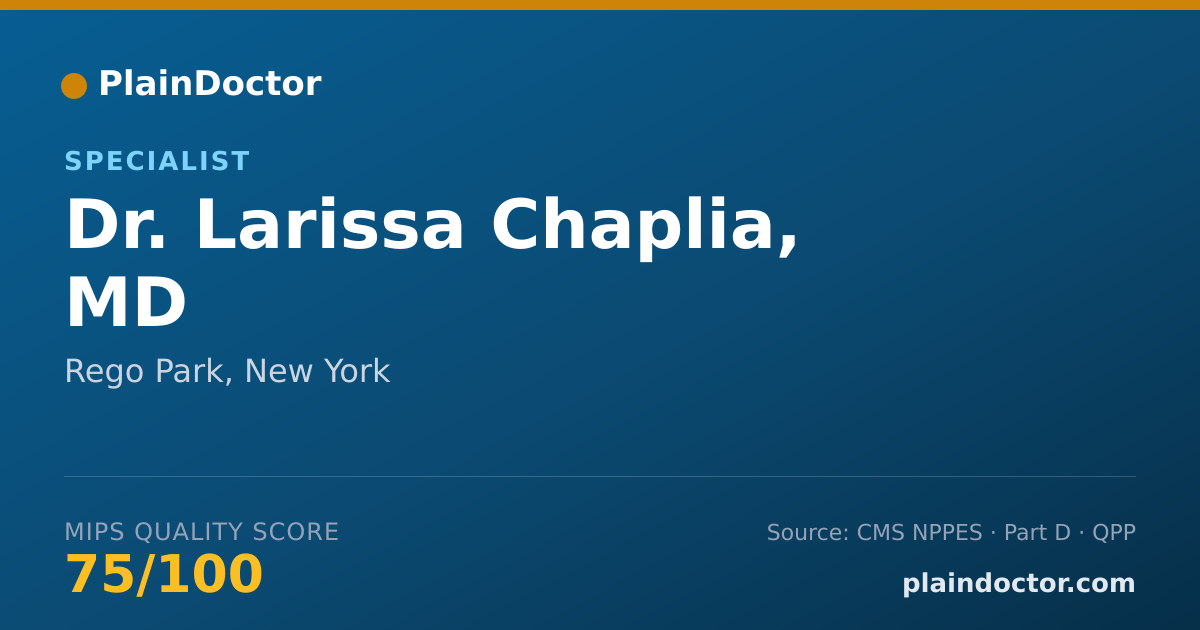 Shareable card for Larissa Chaplia, MD - Specialist, Rego Park, NY