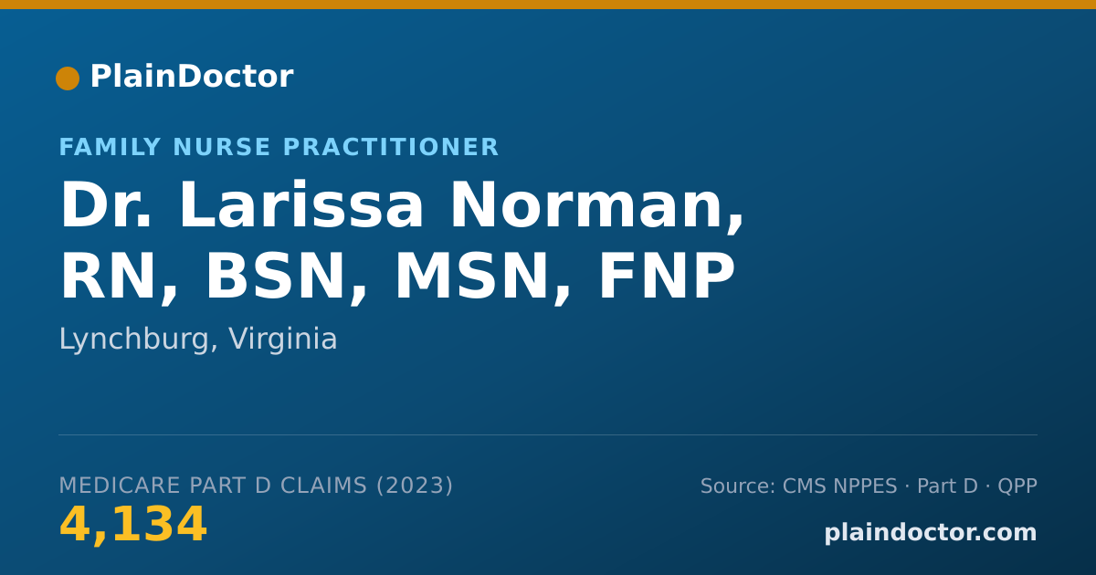 Shareable card for Larissa Norman, RN, BSN, MSN, FNP - Family Nurse Practitioner, Lynchburg, VA