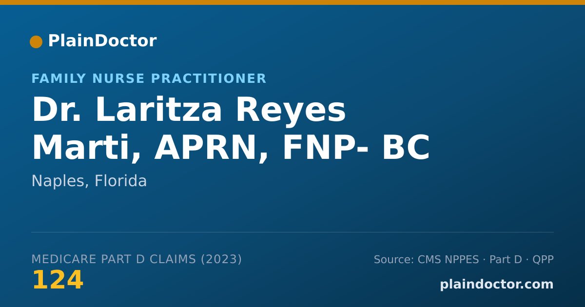 Shareable card for Laritza Reyes Marti, APRN, FNP- BC - Family Nurse Practitioner, Naples, FL