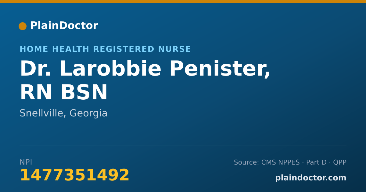 Shareable card for Larobbie Penister, RN BSN - Home Health Registered Nurse, Snellville, GA