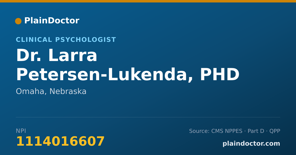 Shareable card for Larra Petersen-Lukenda, PHD - Clinical Psychologist, Omaha, NE