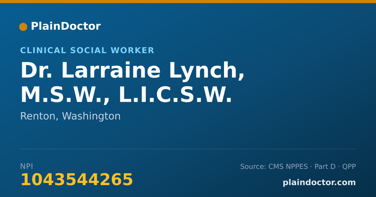 Shareable card for Larraine Lynch, M.S.W., L.I.C.S.W. - Clinical Social Worker, Renton, WA