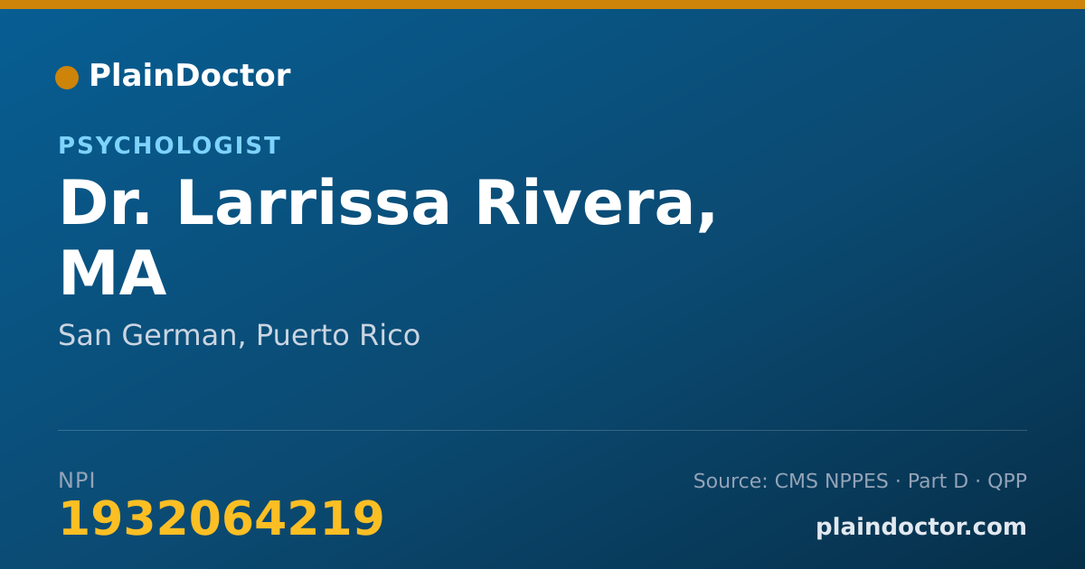 Shareable card for Larrissa Rivera, MA - Psychologist, San German, PR