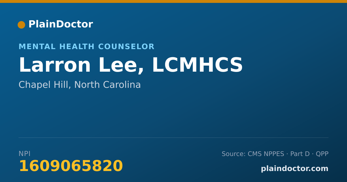 Shareable card for Larron Lee, LCMHCS - Mental Health Counselor, Chapel Hill, NC