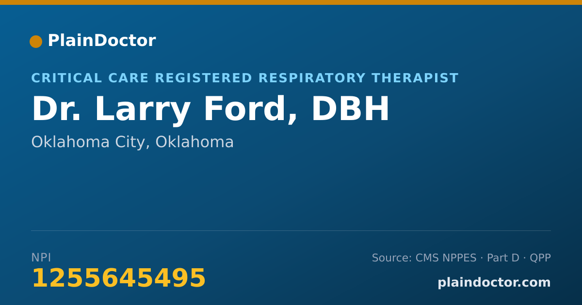 Shareable card for Larry Ford, DBH - Critical Care Registered Respiratory Therapist, Oklahoma City, OK