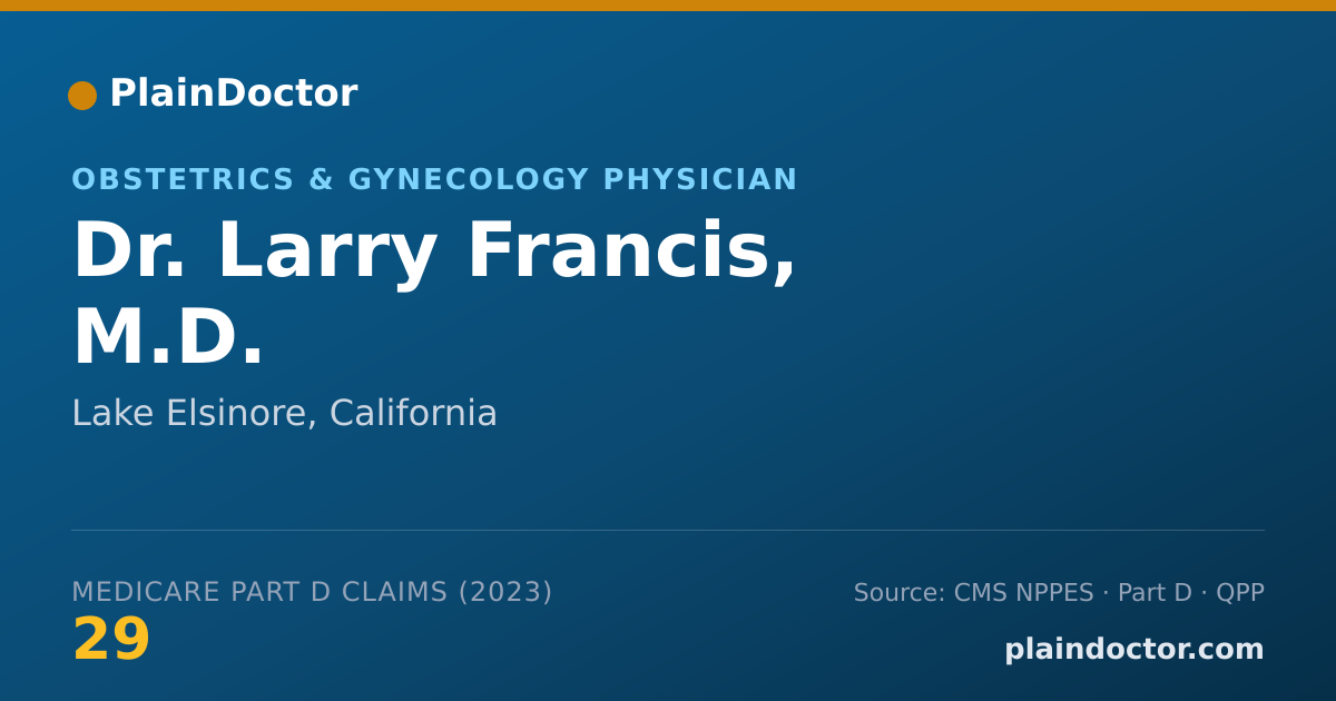 Shareable card for Larry Francis, M.D. - Obstetrics & Gynecology Physician, Lake Elsinore, CA
