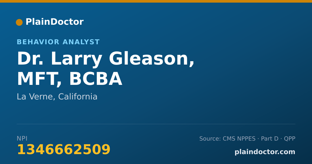Shareable card for Larry Gleason, MFT, BCBA - Behavior Analyst, La Verne, CA
