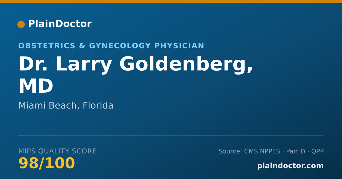 Shareable card for Larry Goldenberg, MD - Obstetrics & Gynecology Physician, Miami Beach, FL