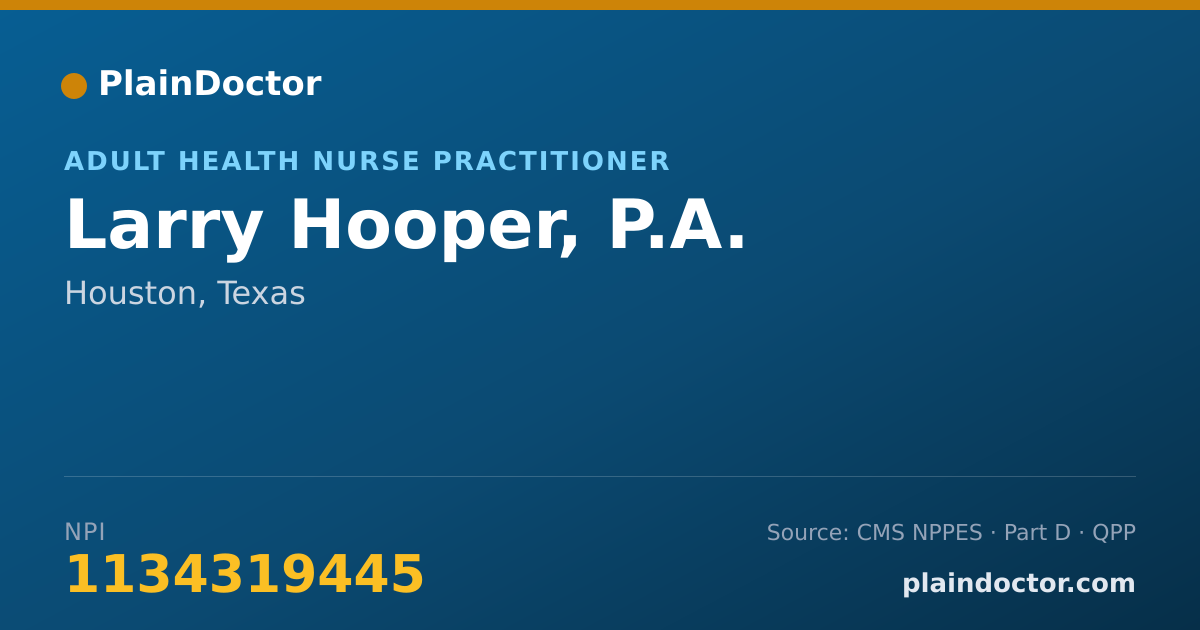 Shareable card for Larry Hooper, P.A. - Adult Health Nurse Practitioner, Houston, TX