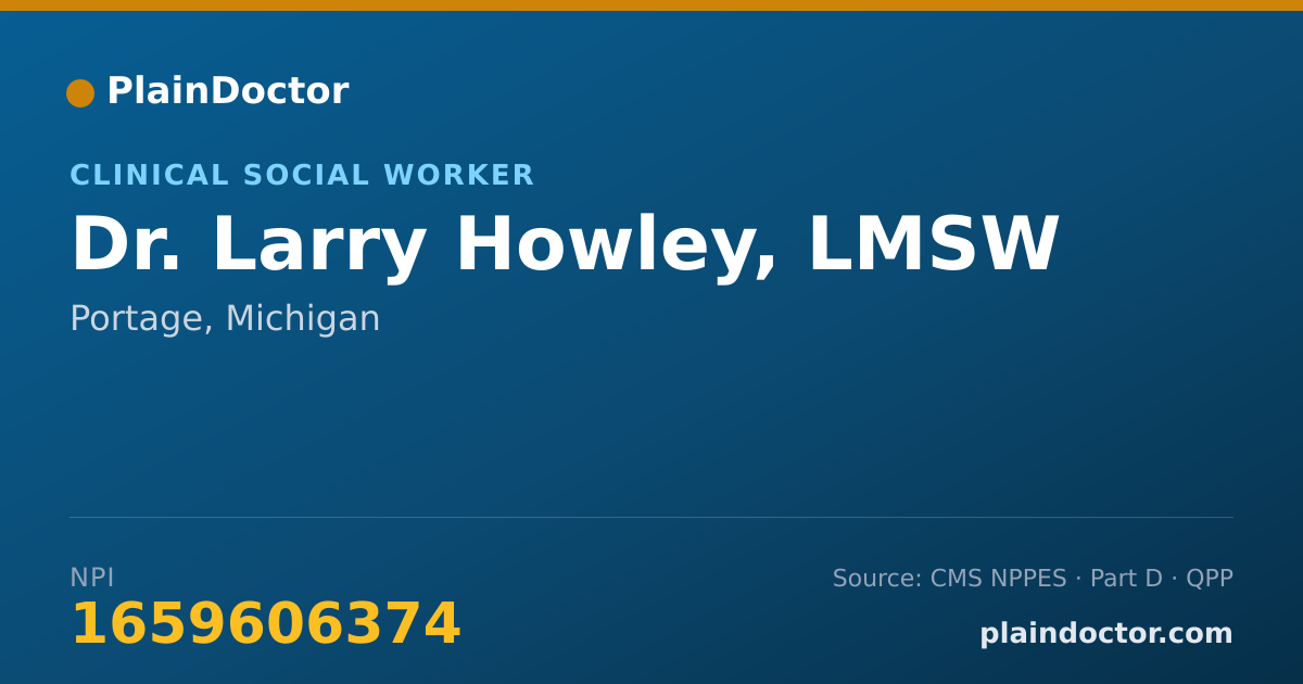 Shareable card for Larry Howley, LMSW - Clinical Social Worker, Portage, MI