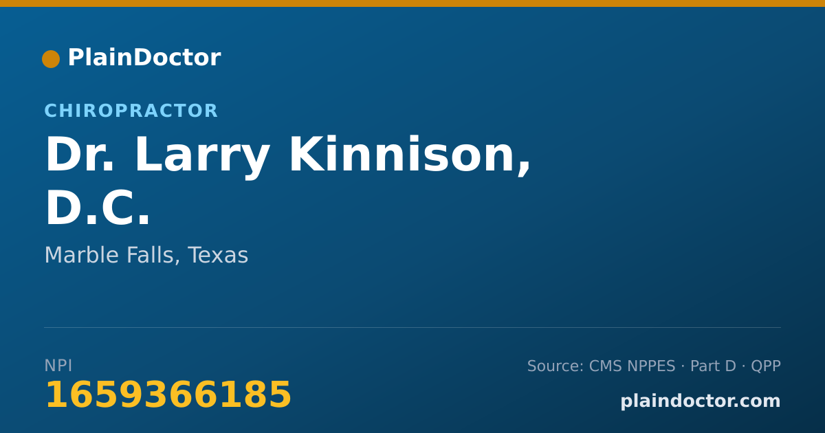 Shareable card for Larry Kinnison, D.C. - Chiropractor, Marble Falls, TX