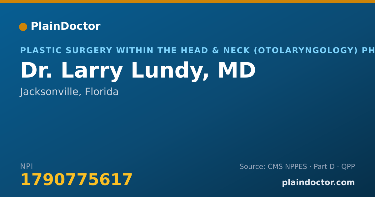 Shareable card for Larry Lundy, MD - Plastic Surgery within the Head & Neck (Otolaryngology) Physician, Jacksonville, FL