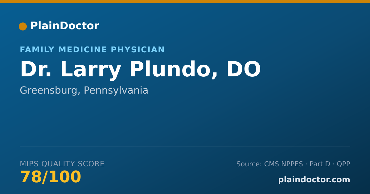 Shareable card for Larry Plundo, DO - Family Medicine Physician, Greensburg, PA