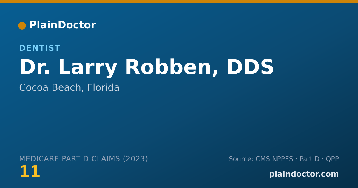 Shareable card for Larry Robben, DDS - Dentist, Cocoa Beach, FL