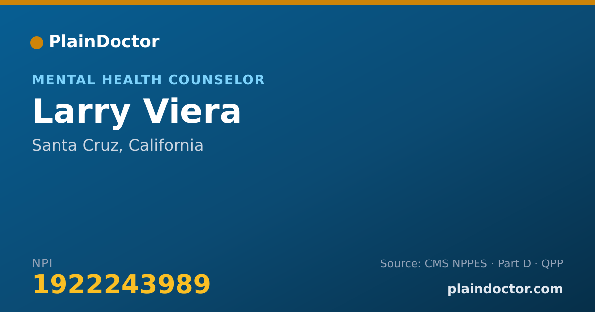 Shareable card for Larry Viera - Mental Health Counselor, Santa Cruz, CA