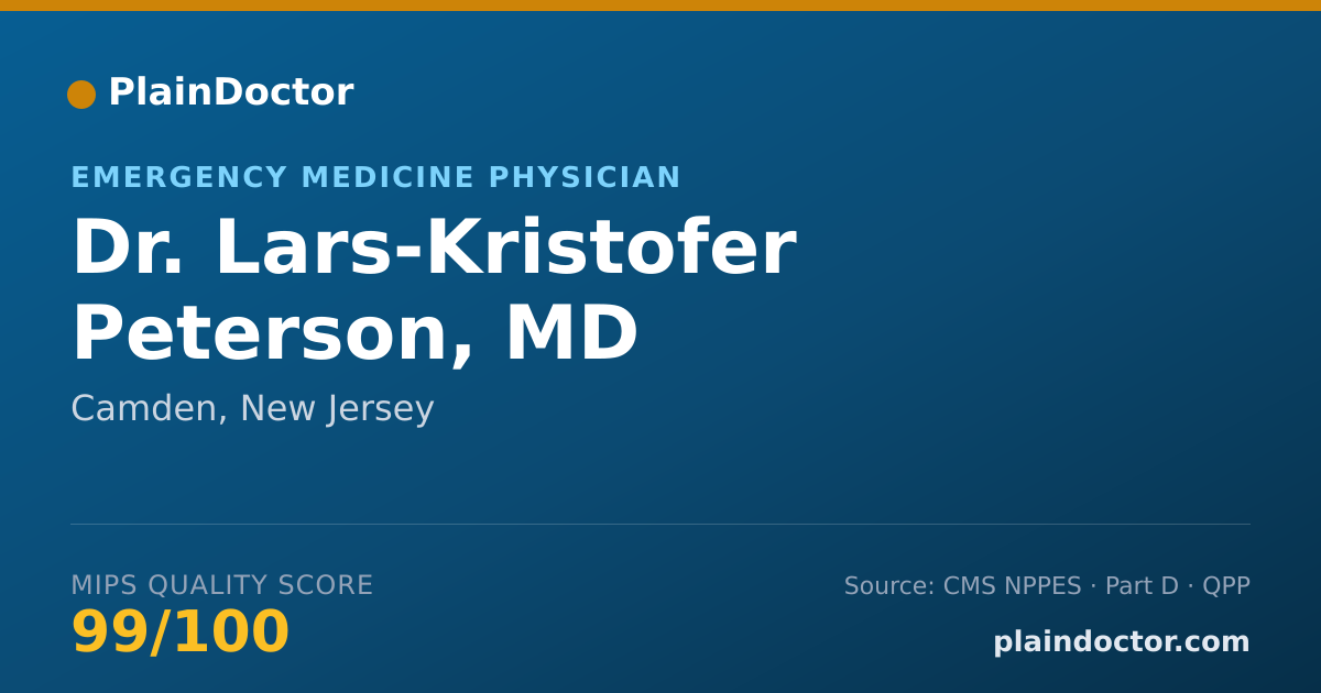 Shareable card for Lars-Kristofer Peterson, MD - Emergency Medicine Physician, Camden, NJ