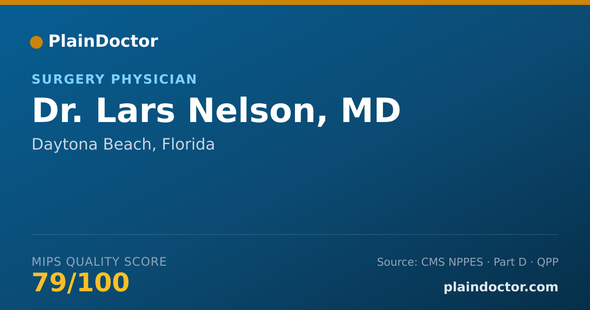 Shareable card for Lars Nelson, MD - Surgery Physician, Daytona Beach, FL