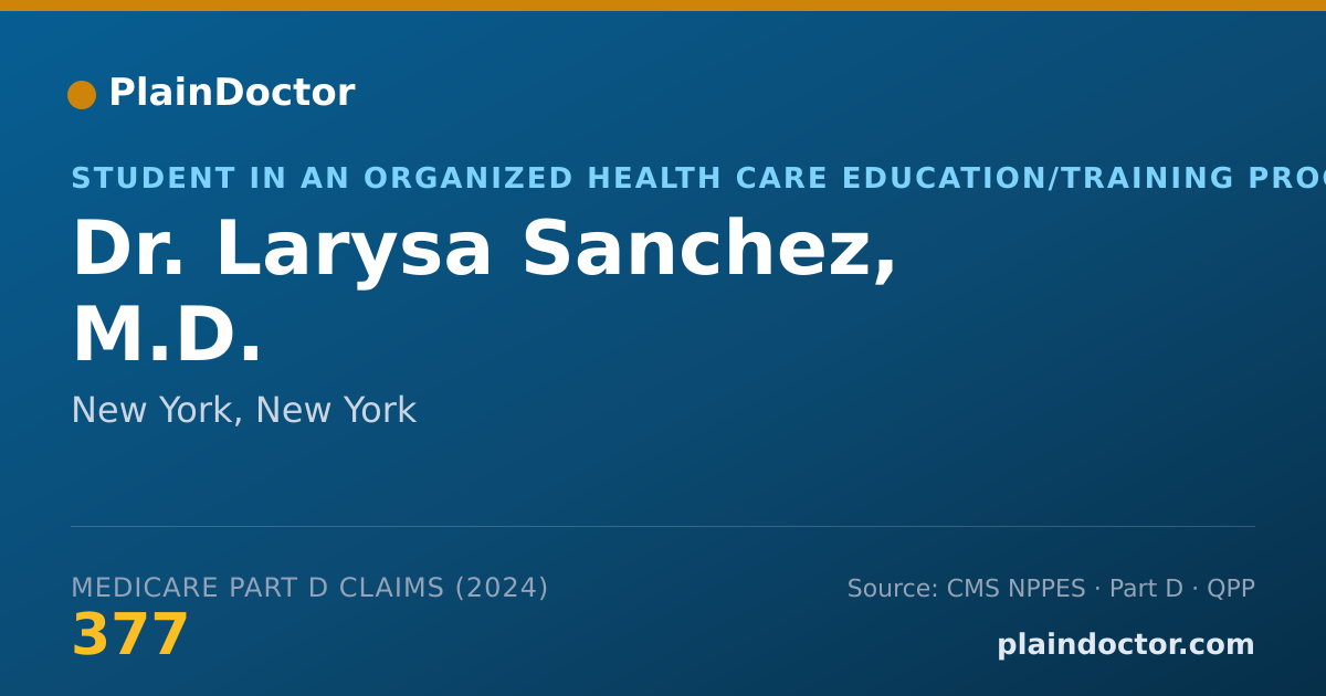 Shareable card for Larysa Sanchez, M.D. - Student in an Organized Health Care Education/Training Program, New York, NY