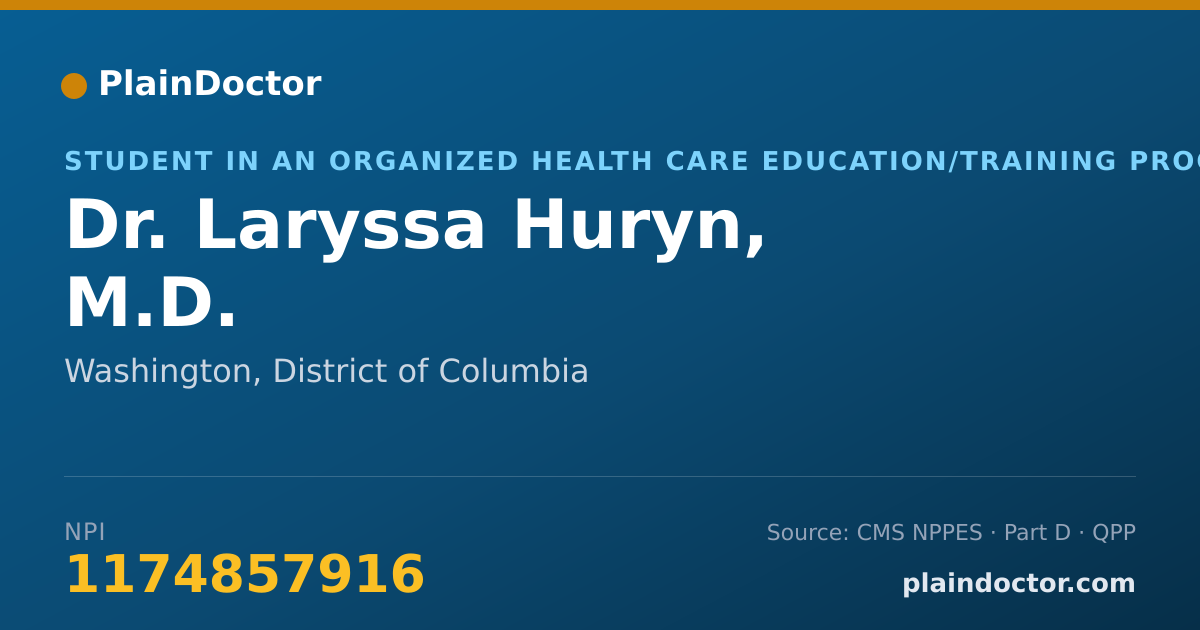 Shareable card for Laryssa Huryn, M.D. - Student in an Organized Health Care Education/Training Program, Washington, DC