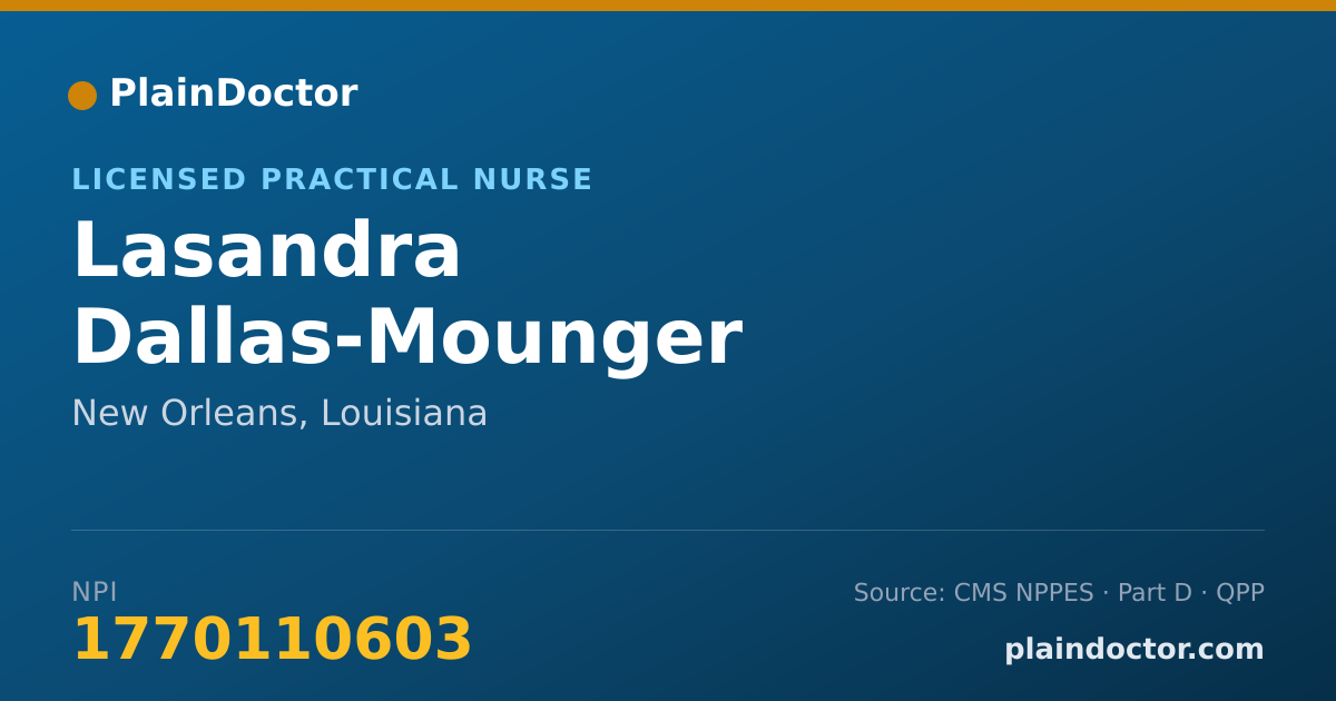 Shareable card for Lasandra Dallas-Mounger - Licensed Practical Nurse, New Orleans, LA