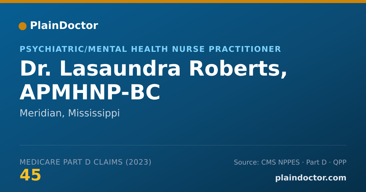Shareable card for Lasaundra Roberts, APMHNP-BC - Psychiatric/Mental Health Nurse Practitioner, Meridian, MS